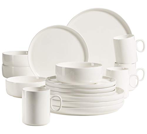 MÄSER 931617 Serie Finaro Geschirr Set für 4 Personen in Gastronomie-Qualität, skandinavisches Design, 16-teiliges Kombiservice, Weiß, Durable Porzellan im Sale