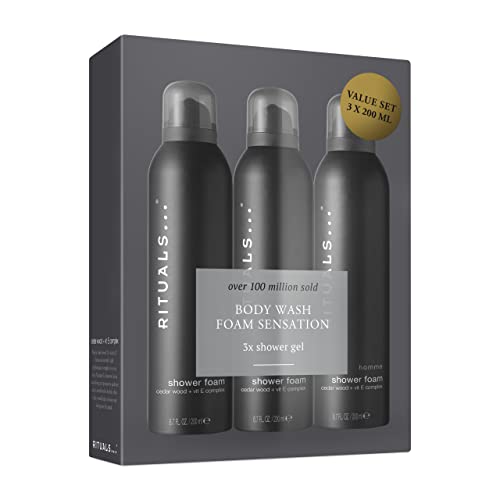 RITUALS Schäumendes Duschgel Vorteilspack von The Homme Collection, 3 x 220 ml - Mit Zedernholz - Stimulierende & belebende Eigenschaften mit Vitamin E-Komplex