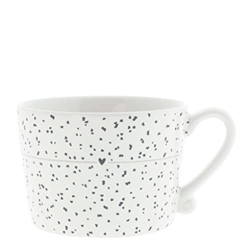 Bastion Collections Tasse, Becher LITTLE DOTS mit Punkten weiß für 300ml Keramik