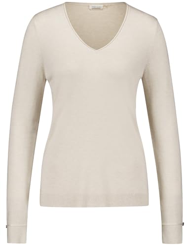 Gerry Weber Damen Langarmpullover aus nachhaltigem Feinstrick breite Rippenbündchen, Langarm, mit Schlitz unifarben Schwarz 38 im Sale