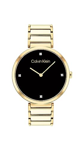 Calvin Klein Analog Quarzuhr für Damen mit Gelbgoldfarbenes Edelstahlarmband - 25200136 im Sale