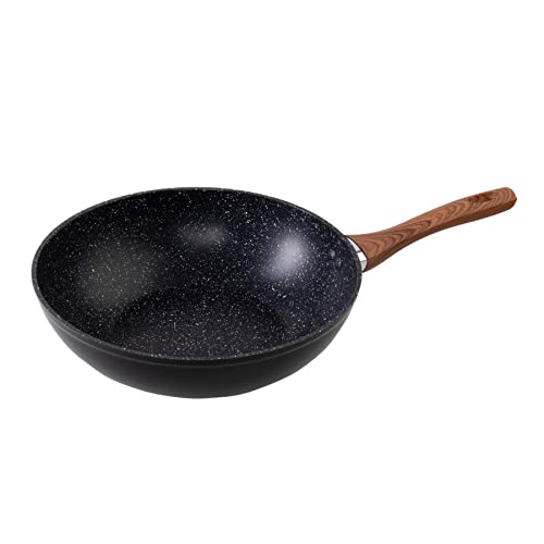 Wenco Wok-Pfanne, Ø 28 cm, Induktionsgeeignet, Aluminium mit PFOA-freier Antihaftbeschichtung, Schwarz im Sale