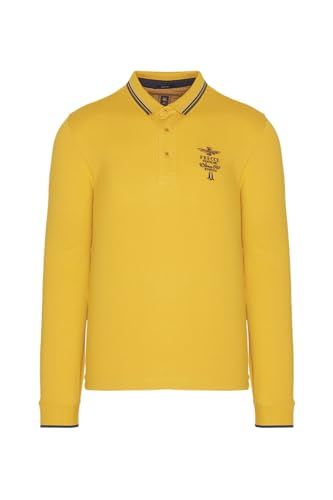 Aeronautica Militare Poloshirt Basica Frecce Tricolori aus Piqué (Dark Yellow), gelb, Small im Sale