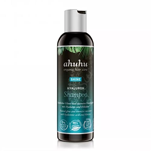 ahuhu SHINE Hyaluron Shampoo (200 ml) – mildes Pflegeshampoo für strahlenden Glanz mit Hyaluron & Hibiskus Extrakt, ohne das Haar auszutrocknen, glättet Haaroberfläche, vegane Haarpflege