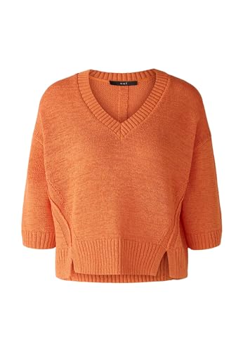 Oui Damen Pullover Baumwollmischung lässig geschnitten Uni Freizeit V-Ausschnitt Blende Baumwollmischung im Sale