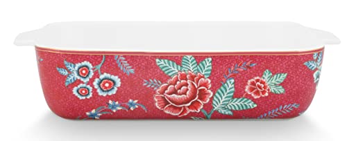 Pip Studio Backform Flower Festival Rechteckig | Dark Pink - 27,5 x 18,5 x 6,5 im Sale