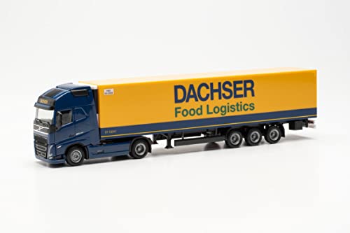 herpa 316019 Volvo FH Gl. XL 2020 Kühlkoffer-Sattelzug Dachser, originalgetreu im Maßstab 1:87, Modell LKW, Modellbau Sammlerstück, Made in Germany, Deko, Miniaturmodell, Mehrfarbig