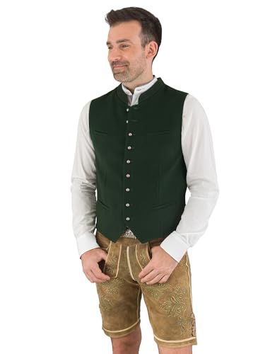 Hammerschmid Trachtenweste Max tanne ohne Ärmel, klassische Lodenweste für Herren, elegantes Gilet für Männer, grün im Sale