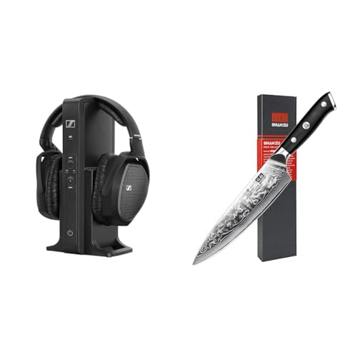 Sennheiser RS 175 Digitaler drahtloser Over-Ear-Kopfhörer & SHAN ZU Damastmesser Kochmesser 67 Schichten Damaststahl Küchenmesser mit G10 Griff 20CM PRO Series