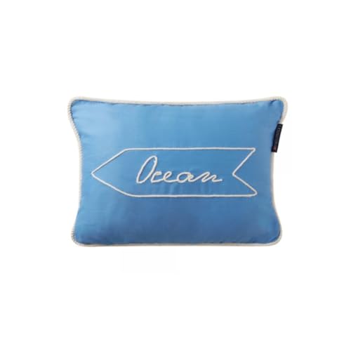 LEXINGTON Sign Organic Cotton Twill 40x30 Pillow, Blue/White, 30x40