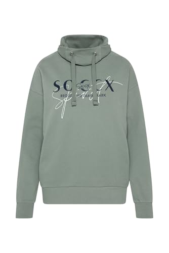 SOCCX Damen Sweatshirt mit hohem Kragen und Logo Print Muted Aqua im Sale