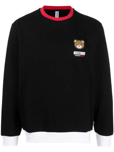 MOSCHINO Underwear Sweatshirt mit Rundhalsausschnitt aus warmer Baumwolle mit Teddybär, schwarz, Schwarz , XXL im Sale