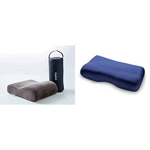 TEMPUR Reisekissen Memory Foam, ergonomisches Reise-Nackenkissen, Anthrazit, 25 x 31 x 10/7 cm & Jersey-Kissenbezug, Spannbezug mit Gummizug für Millennium/Original Schlafkissen S/M/L/XL, Blau im Sale