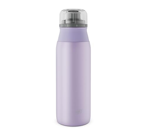 alfi ELEMENT BOTTLE 600ml, lila lavender pastell matt, leichte Trinkflasche aus Edelstahl, absolut dicht mit Drehverschluss, für Kohlensäure, klein, spülmaschinenfest, BPA-frei