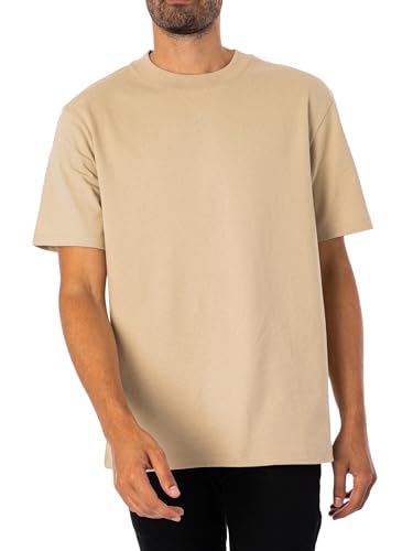 HUGO Herren Dapolino Relaxed-Fit T-Shirt aus Baumwolle mit Logo-Print Hellbeige im Sale