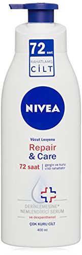 NIVEA Repair & Care Body Lotion (400ml),Intensive Pflege und Reparaturende Körperlotion, straffende und trockene Haut 72 Stunden Entspannung