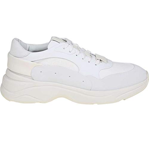 SANTONI Sneakers aus weißem Leder, Weiß - Bianco - im Sale