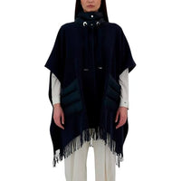 Thumbnail for Herno Poncho Resort aus Warmy und Nylon Ultralight für Damen, Fransen, Blau, blau, One size im Sale