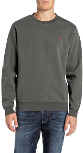 Replay Herren Sweatshirt ohne Kapuze, Grau (Iron Grey 493), im Sale