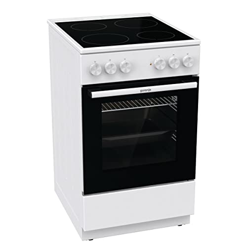 Gorenje GEC5A 21 WG Elektro-Standherd mit Glaskeramik-Kochfeld / 50 cm / 74 Liter/PerfectGrill/Pizzamodus 300°C/AquaClean/weiß im Sale