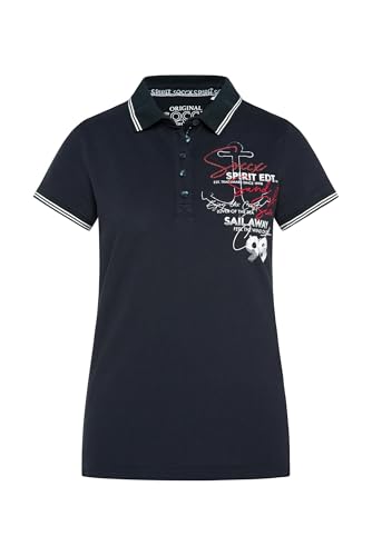 SOCCX Damen Pikee-Polo mit Rücken-Artwork Blue Navy im Sale