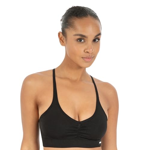 SMILODOX Sport BH Damen Solid Scrunch Icon, herausnehmbare Cups, Shaped Fit, V-Ausschnitt, blickdichter Push Up BH, verstellbare Träger, ohne Bügel, ideal für Gym, Fitness, Laufen & Training im Sale