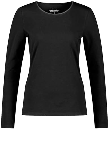 Gerry Weber Damen Basic Langarmshirt mit Satinblende Langarm unifarben Schwarz 40 im Sale