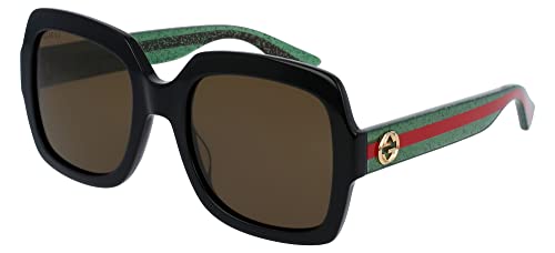 GUCCI Womens GG0036SN Sunglasses, Black-Green-Brown, 54 im Sale