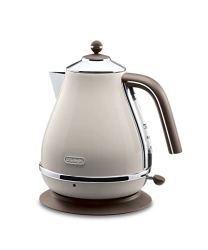 De'Longhi Wasserkocher Icona Vintage KBOV2001.BG - 1,7 l mit Wasserstandsanzeige und 360° Basis, Edelstahl in elegantem Retro Look mit Chrom-Details, beige im Sale