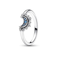 Thumbnail for PANDORA Moments Himmlisch Funkelnder Blauer Mondring aus Sterling Silber mit klaren Cubic Zirkonia Steinchen in der im Sale