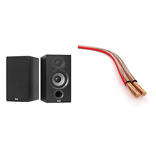 ELAC Debut B5.2 Regal-Lautsprecher Schwarz dekor & KabelDirekt - Lautsprecherkabel - Made in Germany - aus reinem Kupfer - 30m - (2x2,5mm² HiFi Audio Boxenkabel für Lautsprecher & Surround Systeme) im Sale