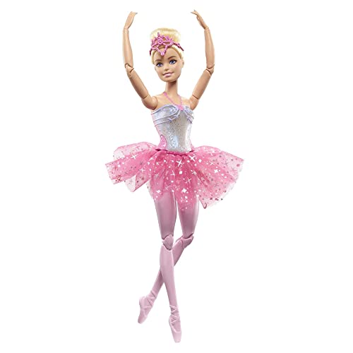 Barbie Dreamtopia Zauberlicht Ballerina Puppe, mit rosa Tutu und blonden Haaren, 5 Licht- und Soundeffekte, Bewegliche Barbie, ab 3 Jahren, HLC25 im Sale