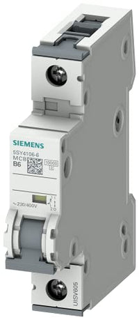 Thumbnail for Siemens 5SY41066 Leitungsschutzschalter 10kA B6 1P in 1TE 230/400V, MCB, Sicherungsautomat