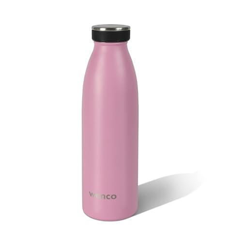 Edelstahl Trinkflasche wenco falmingo pink - 500ml - Perfekt für Kinder, BPA-Frei, Auslaufsicher, Kohlensäure geeignet - Kleine Thermosflasche für Sprudel, Sport, Schule, Fitness