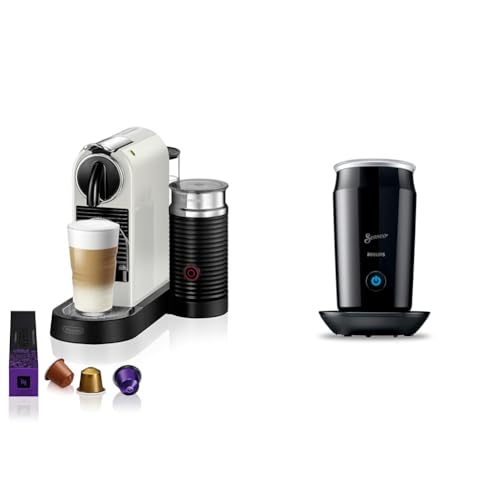 NESPRESSO De'Longhi Citiz EN267.WAE Kaffeekapselmaschine & Philips SENSEO Milk Twister – Milchaufschäumer für heißes und kaltes Milchaufschäumen