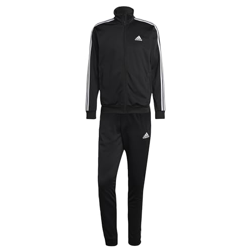 adidas Herren Basic 3-Stripes Tricot Track Suit, Black, im Sale