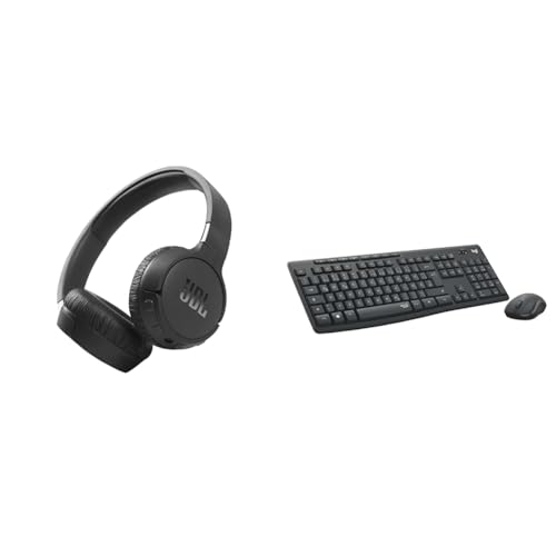 JBL Tune 660 BTNC On-Ear Active Noise Cancelling Kopfhörer & Logitech MK295 kabelloses Tastatur-Maus-Set im Sale