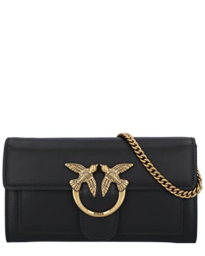 Pinko Damen Love ONE Wallet Liebe EINE GELDBÖRSE C Vitello SETA, Z99Q_Nero-Antique Gold im Sale