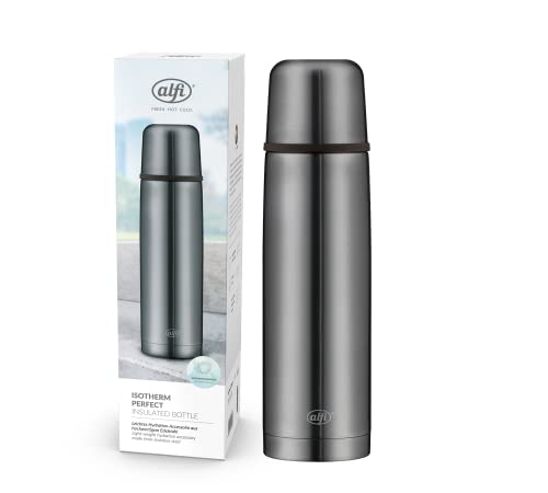 alfi ISOTHERM PERFECT AV 750 ml, cool grey mat, Isolierflasche aus Edelstahl mit Trinkbecher, absolut dicht mit Automatikverschluss, zerlegbar, hält 12 Stunden warm, ohne Fingerabdrücke, BPA-frei im Sale