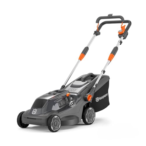 Husqvarna Akku Rasenmäher Aspire LC34-P4A inkl. Akku 18V und Ladegerät, für 500 m² Rasenfläche I Elektro Rasenmäher (30 l Fangkorb, 34 cm Schnittbreite, kompakt und faltbar) im Sale