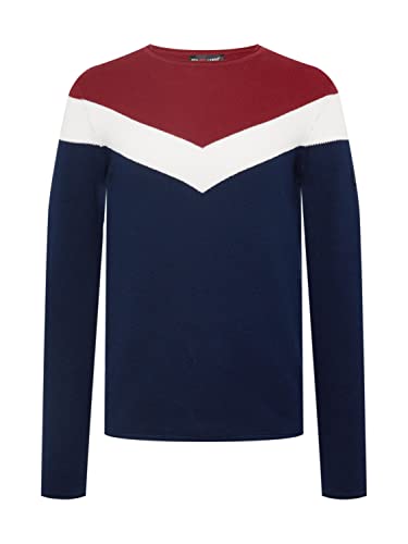 KEY LARGO Herren RÜDIGER Round Pullover, Bordeaux-Navy (2320), im Sale