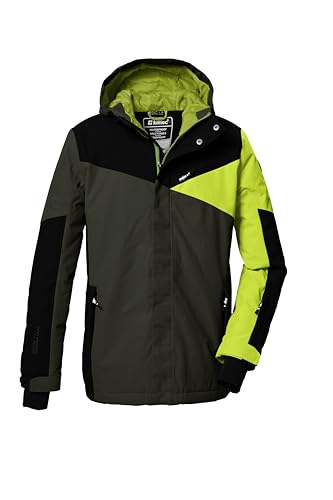 killtec Jungen Skijacke/Funktionsjacke mit Kapuze und Schneefang KSW 387 BYS SKI JCKT, oliv, 164, 42077-000 im Sale