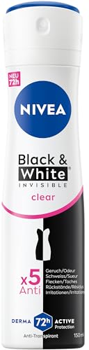 NIVEA Black & White Invisible Clear Deo Spray (150 ml), Anti-Transpirant mit Anti-Flecken-Formel, mit 72h Schutz und NIVEA Pflegekomplex im Sale