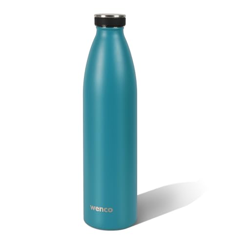 Edelstahl Trinkflasche wenco carribean blue - 1000ml - Perfekt für Kinder, BPA-Frei, Auslaufsicher, Kohlensäure geeignet - Kleine Thermosflasche für Sprudel, Sport, Schule, Fitness