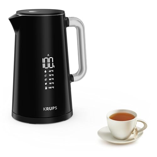 Krups Smart'n Light Wasserkocher, 5 Temperaturen, 1,7 Liter Fassungsvermögen, Innenleben aus Edelstahl, Doppelwandig, Schwarz, BW801810 im Sale