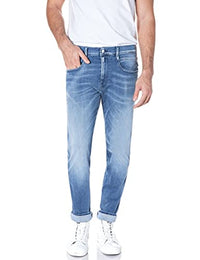 Thumbnail for Replay Herren Jeans Anbass Slim-Fit Hyperflex White Shades mit Stretch, Light Blue 010 (Blau), 33W / 34 im Sale