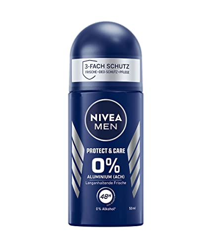 NIVEA MEN Protect & Care Deo Roll-On (50 ml), sanftes Deo ohne Aluminium (ACH) für ein langanhaltend frisches Hautgefühl, pflegendes Deodorant mit 48h Deo-Schutz im Sale