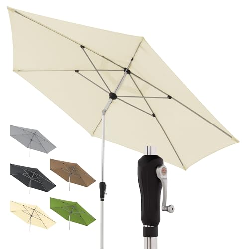 Doppler Sonnenschirm SL-AZ Auto Tilt 330 cm Natur I Gartenschirm knickbar I Kurbelschirm mit UV-Schutz 80+ I Kurbelschirm aus Aluminium I regenabweisendes Polyester-Schirmdach