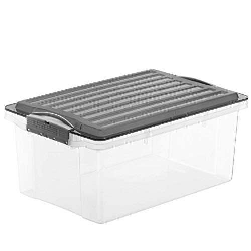 Rotho Compact Aufbewahrungsbox 13l mit Deckel, Kunststoff, anthrazit/transparent im Sale