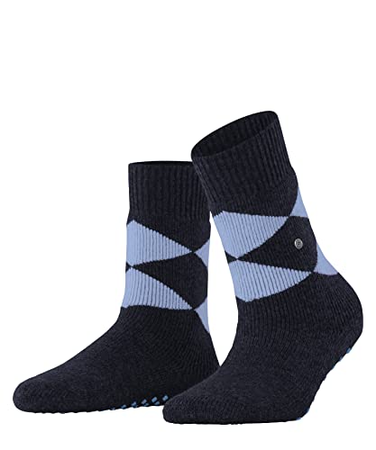 Burlington Damen Hausschuh-Socken Cosy Argyle W HP Wolle rutschhemmende Noppen 1 Paar, Blau (Midnight 6414), 36-41 im Sale